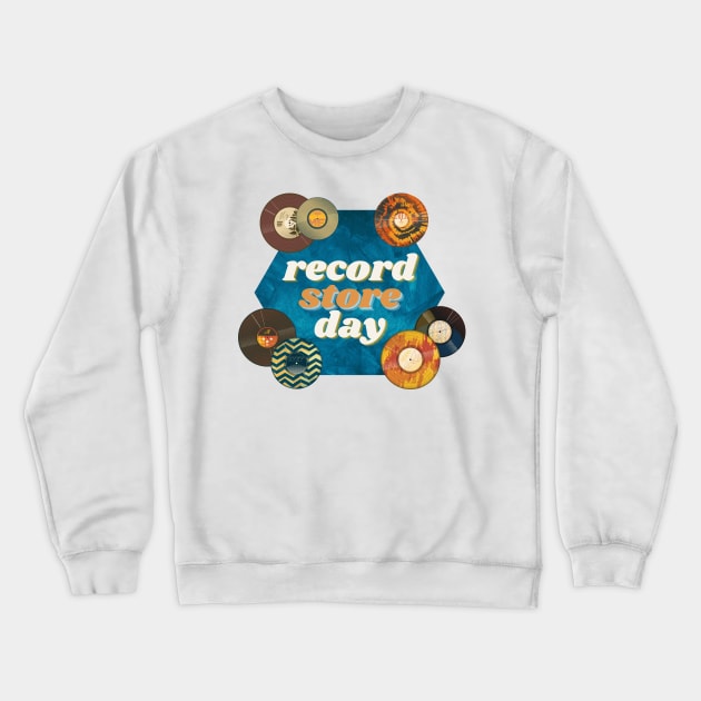 Record store day, vinyl retro design Crewneck Sweatshirt by F-for-Fab